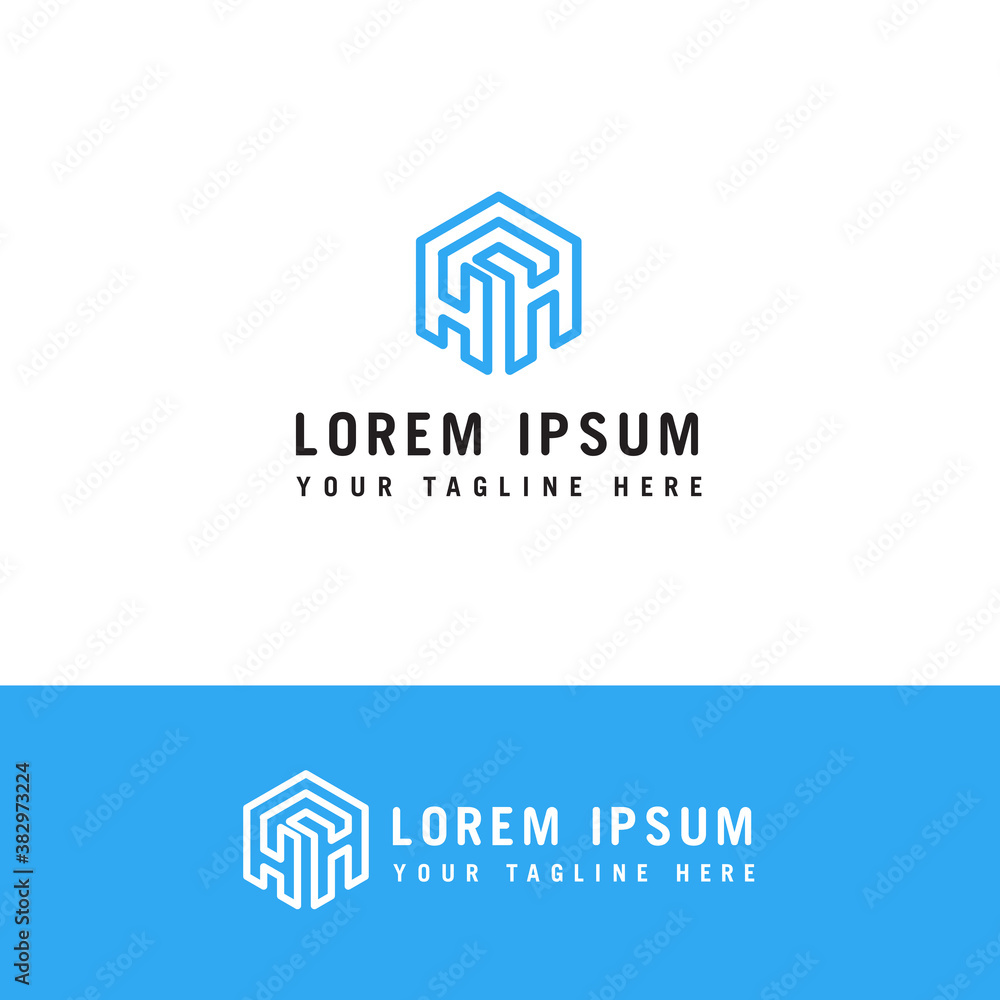 hexagon letter h line Logo design concept template. hexagon letter h line Logo design concept template.