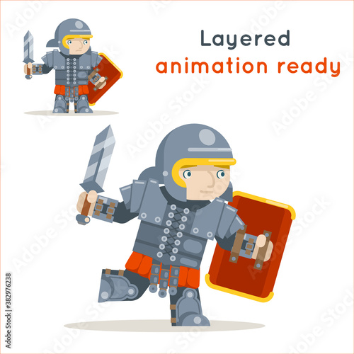 Roman praetorian guard legionare warrior fantasy action RPG game layered animation ready character vector illustration
