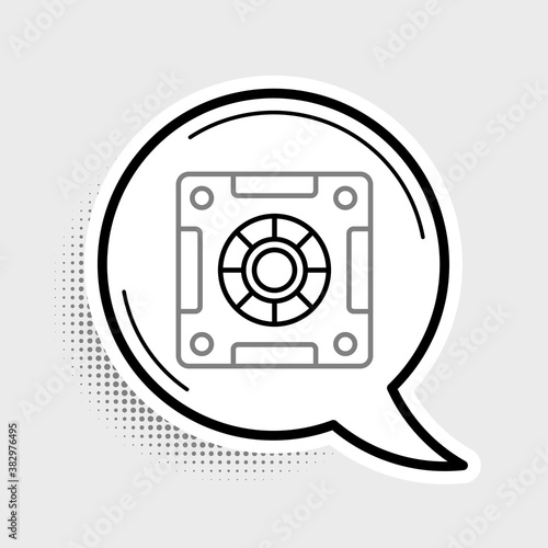 Line Safe icon isolated on grey background. The door safe a bank vault with a combination lock. Reliable Data Protection. Colorful outline concept. Vector.