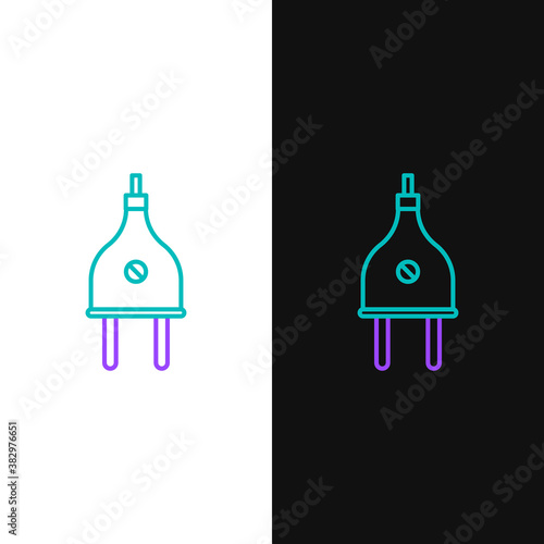 Line Electric plug icon isolated on white and black background. Concept of connection and disconnection of the electricity. Colorful outline concept. Vector.