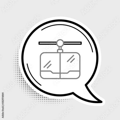 Line Cable car icon isolated on grey background. Funicular sign. Colorful outline concept. Vector.