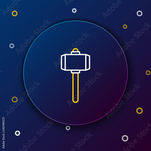 Line Battle hammer icon isolated on blue background. Colorful outline concept. Vector.