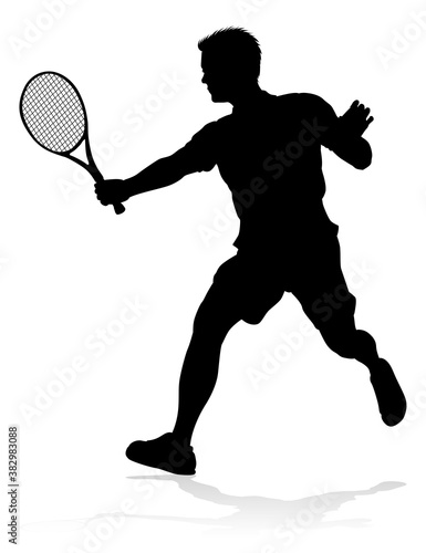 A tennis player man silhouette sports person design element