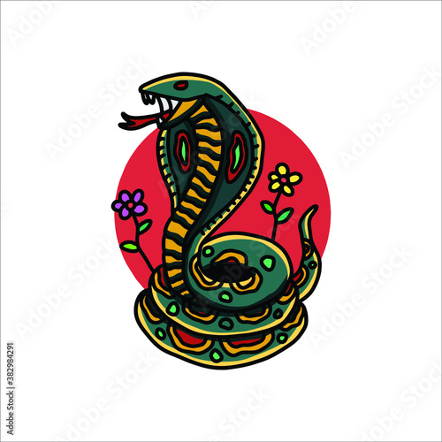 happy cobra illustration for merchandise