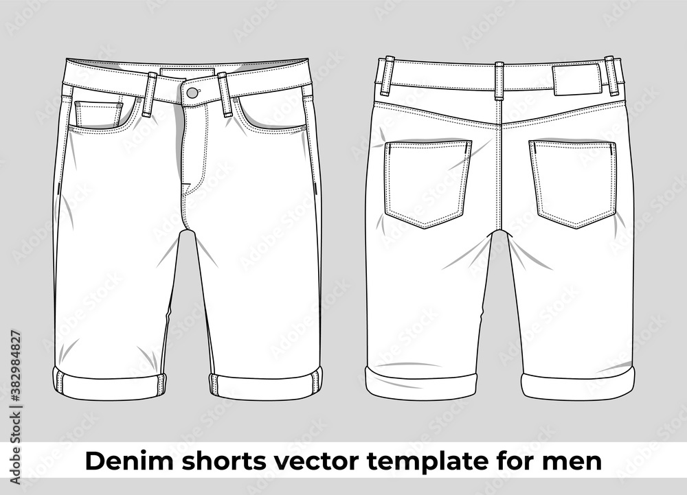 Denim shorts vector template for men Stock Adobe Stock