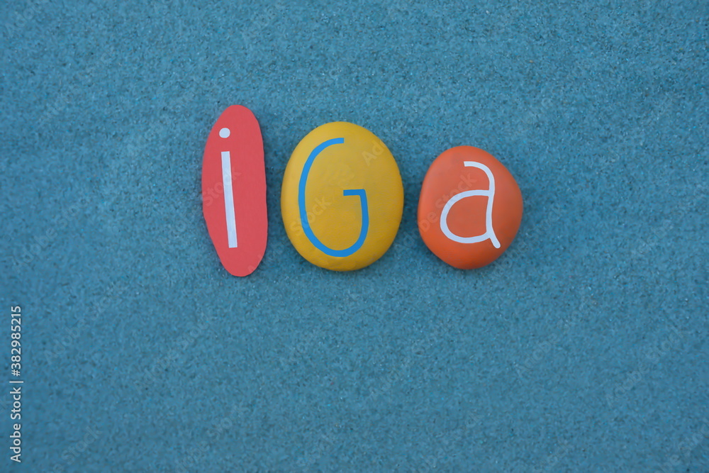 Iga, female polish given name composed with multicolored stone letters