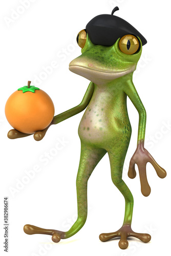 Fun french frog - 3D Illustration