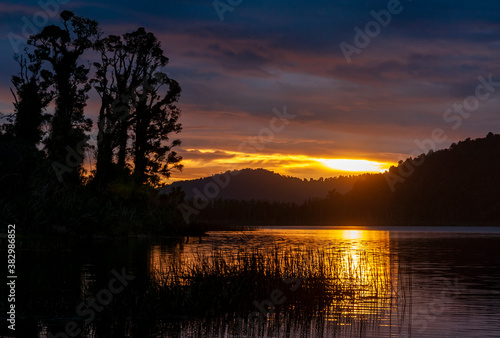 sunset over lake