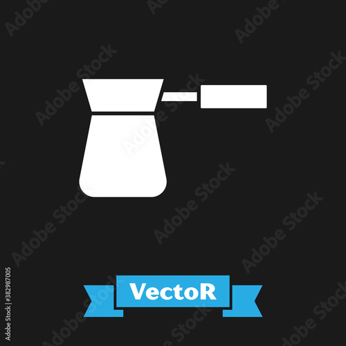 White Coffee turk icon isolated on black background. Vector.