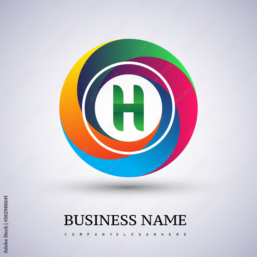 Letter H logo with colorful splash background, letter combination logo design for creative industry, web, business and company. Letter H logo with colorful splash background, letter combination logo design for creative industry, web, business and company.