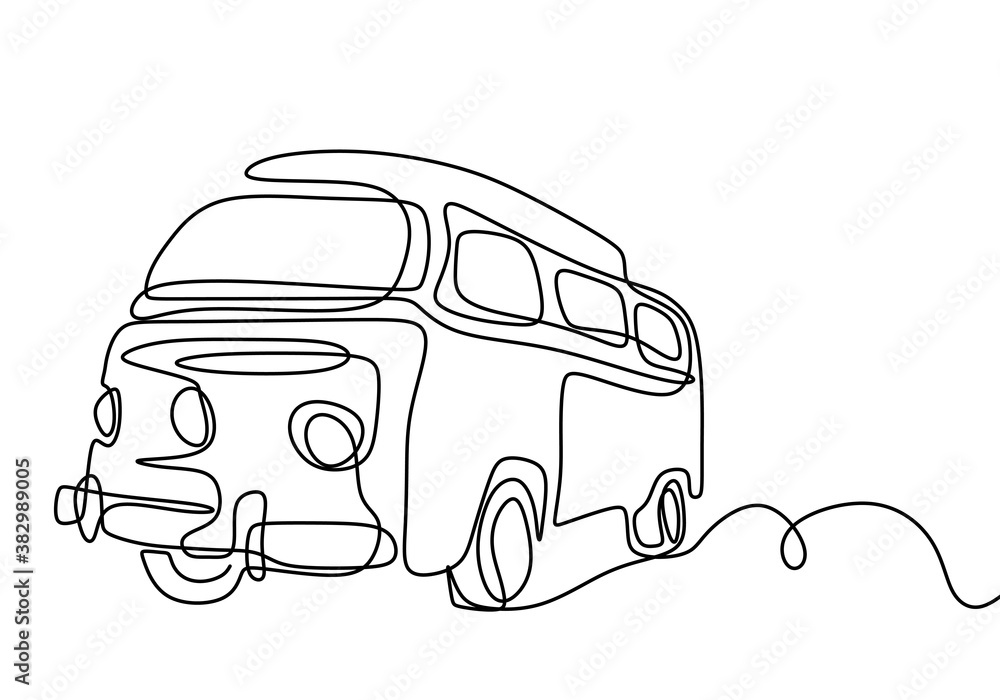 Permanent rijstwijn taart Stockvector Camper continuous line drawing. A camping car for traveling  isolated on white background. The concept of moving in a motorhome, family  camping, camping, caravan. vector illustration | Adobe Stock
