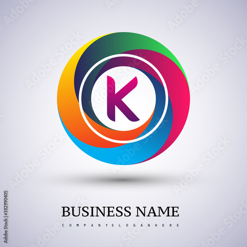 Free Download Letter K logo with colorful splash background, letter combination logo design for creative industry, web, business and company. - GFXLoad