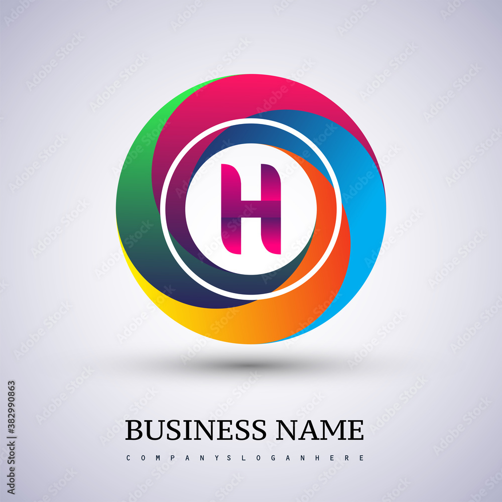 Letter H logo with colorful splash background, letter combination logo design for creative industry, web, business and company. Letter H logo with colorful splash background, letter combination logo design for creative industry, web, business and company.