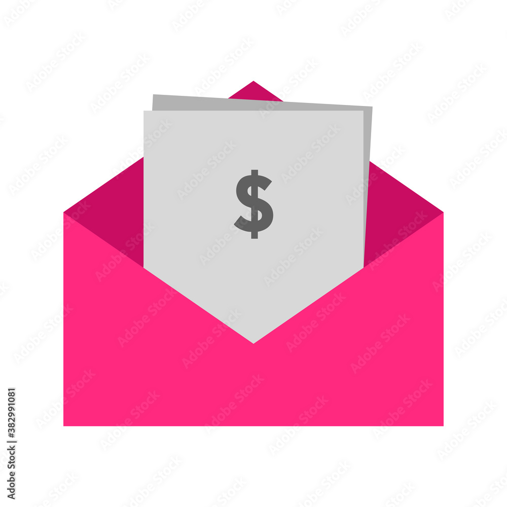 Salary icon. Vector dollar bills in envelope icon. vector illustration Salary icon. Vector dollar bills in envelope icon. vector illustration