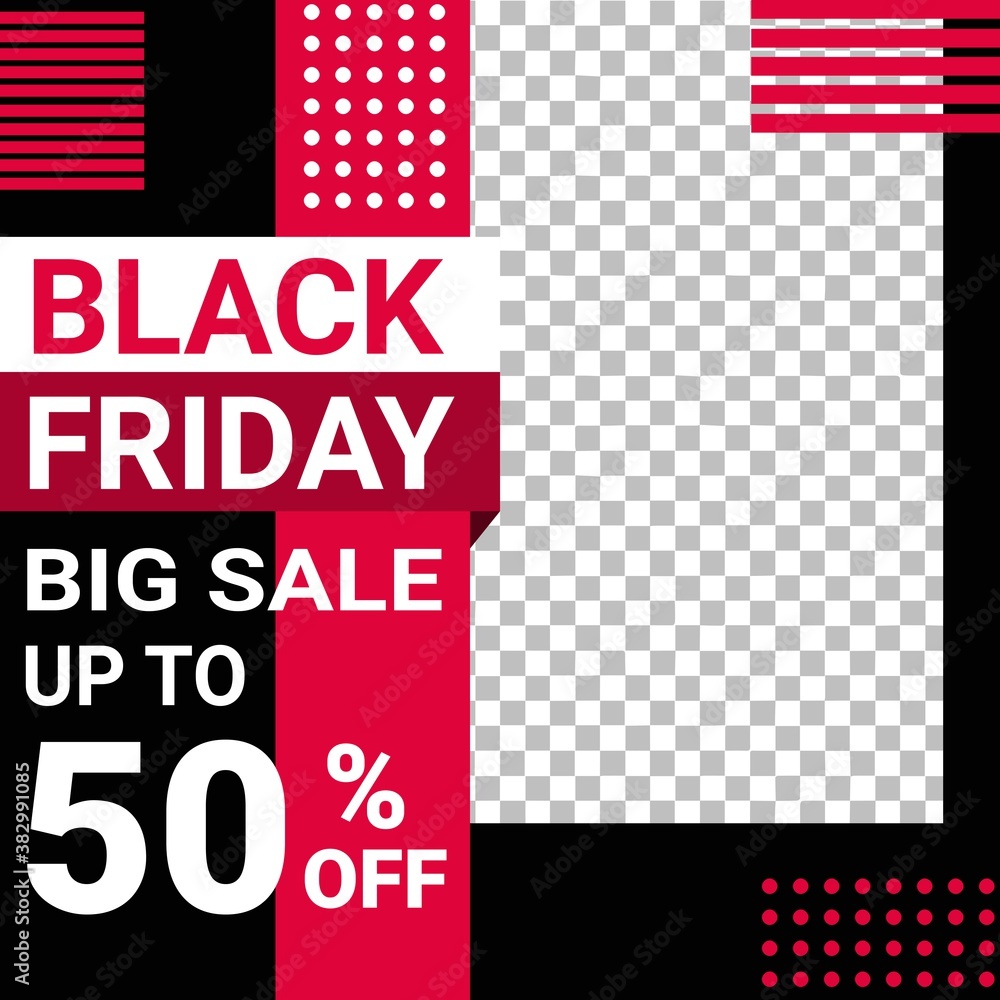 Editable Black Friday sale background template. Vector Design web banner for social media. Post layout template