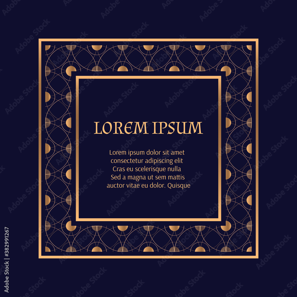 Luxury geometric royal pattern vector frame. Round minimal label. Premium for wedding invitation, birthday party, beauty spa salon, anniversary, save the date, holiday card.