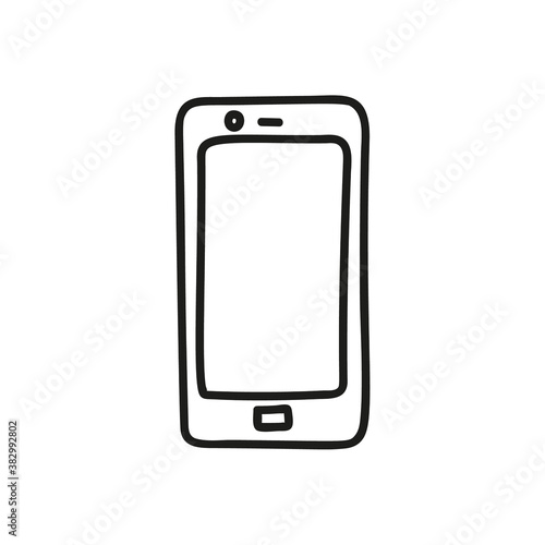 Doodle smartphone icon. Vector isolated illustration of smart phone.