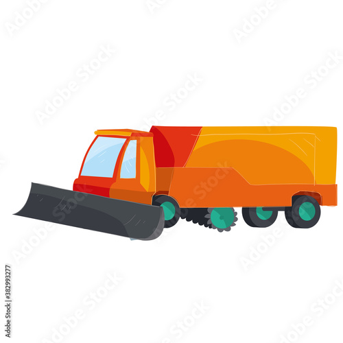 snowblower, cartoon illustration, vector illustration, isolated object on white background, vector illustration,