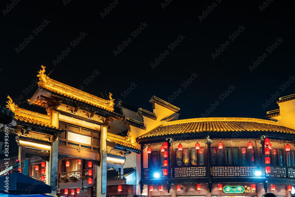 Night scenery of Confucius Temple in Nanjing, Jiangsu Province, China