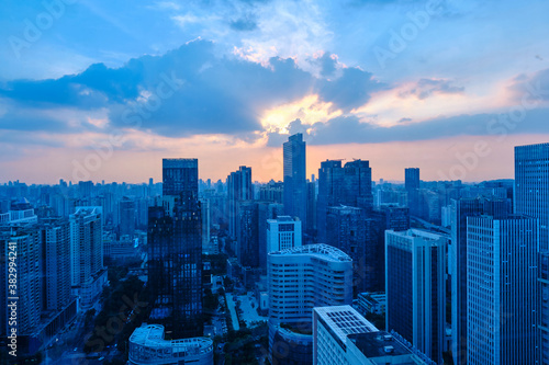 Sunset scenery of modern architectural in canton