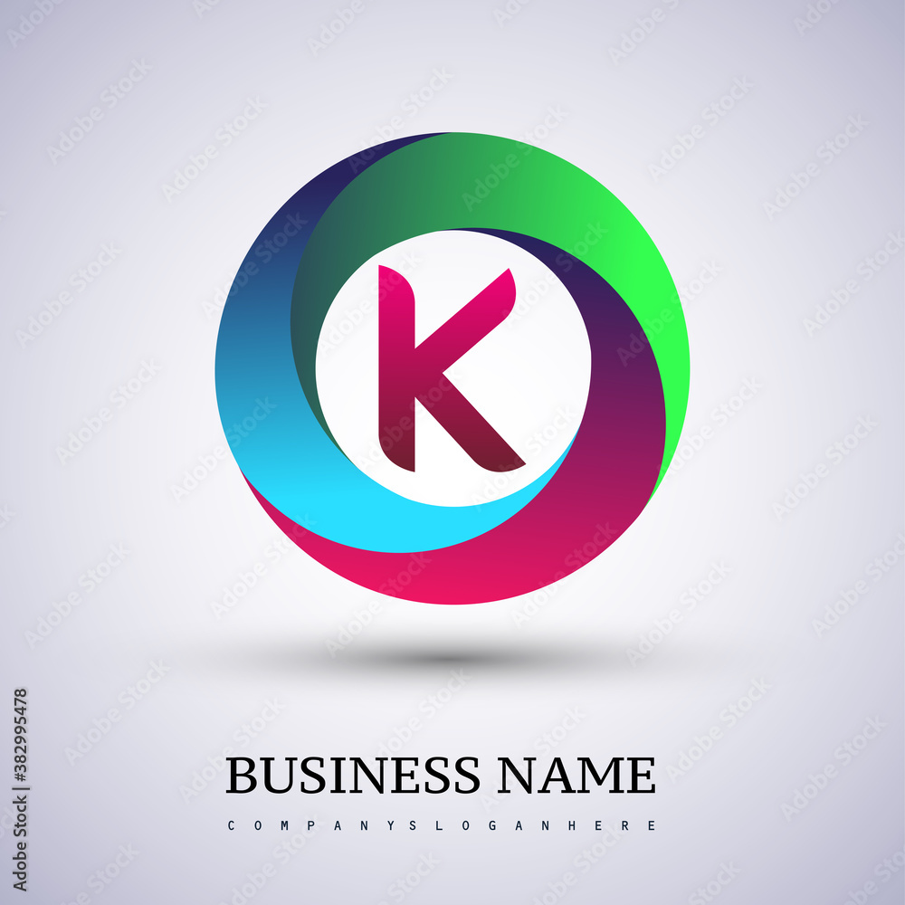 Letter K logo with colorful splash background, letter combination logo design for creative industry, web, business and company. Letter K logo with colorful splash background, letter combination logo design for creative industry, web, business and company.