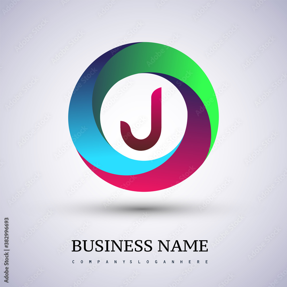Letter J logo with colorful splash background, letter combination logo design for creative industry, web, business and company. Letter J logo with colorful splash background, letter combination logo design for creative industry, web, business and company.