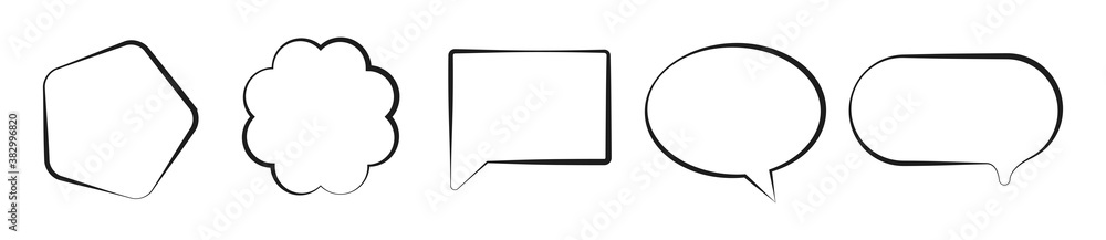 Set of sketch speech bubbles and shapes Set of sketch speech bubbles and shapes