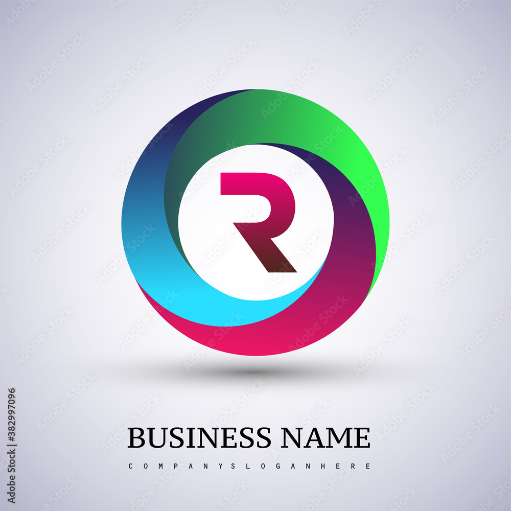 Letter R logo with colorful splash background, letter combination logo design for creative industry, web, business and company. Letter R logo with colorful splash background, letter combination logo design for creative industry, web, business and company.