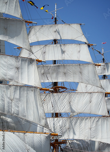 Wallpaper Mural Sail of the sailing boat anchoring in the port of the blue sky of the day when it was fine Torontodigital.ca
