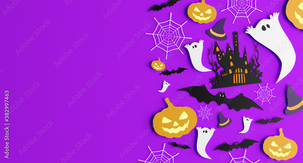 Fototapeta premium Halloween paper decoration collection on a background - 3d rendering