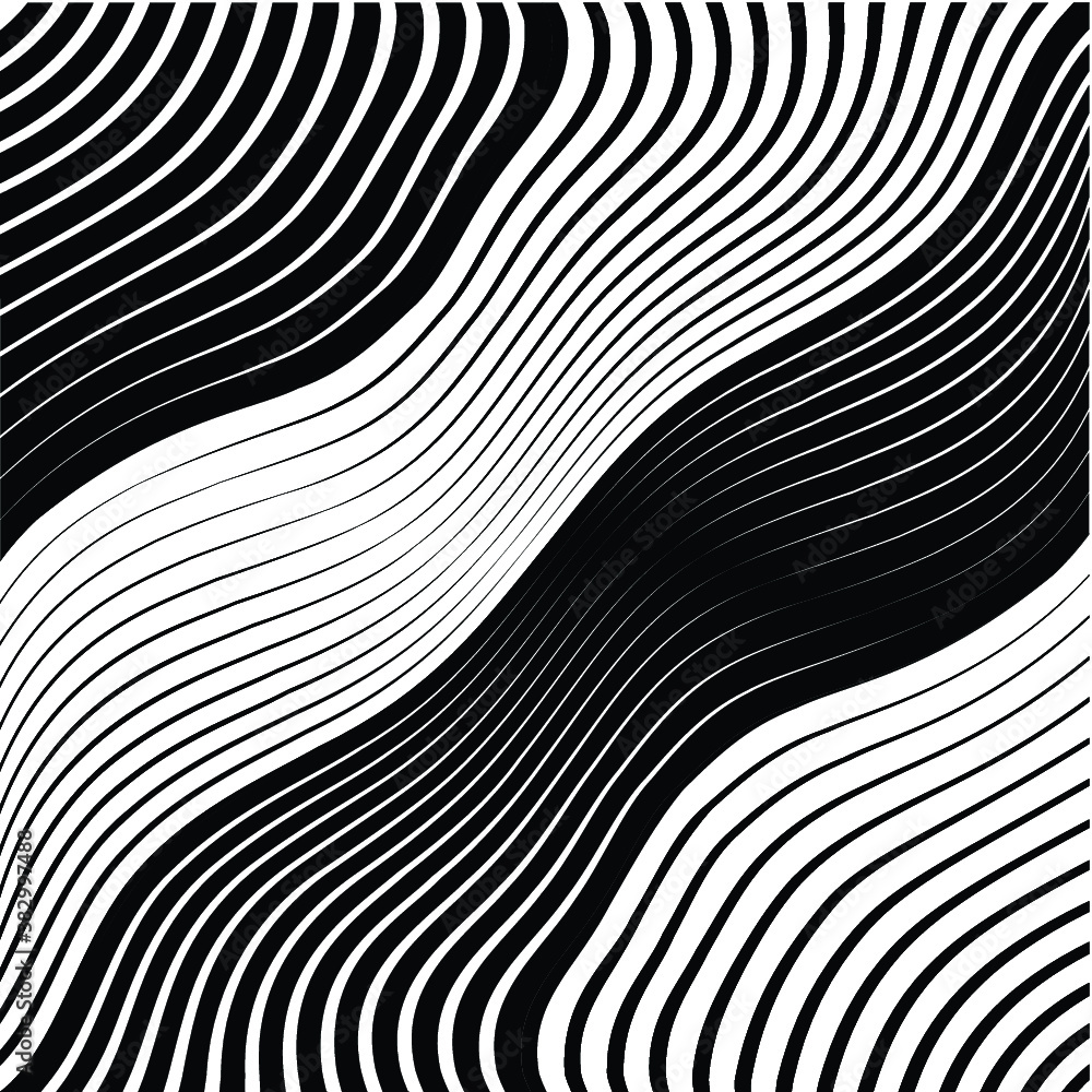 Abstract warped Diagonal Striped Background . Vector curved twisted slanting, waved lines texture
