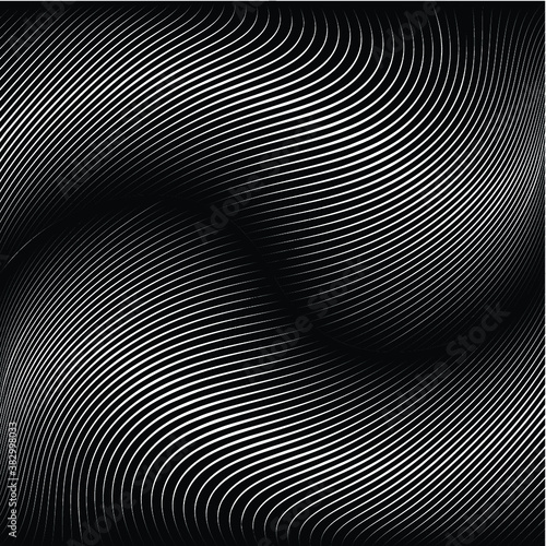 Abstract warped Diagonal Striped Background . Vector curved twisted slanting, waved lines texture 