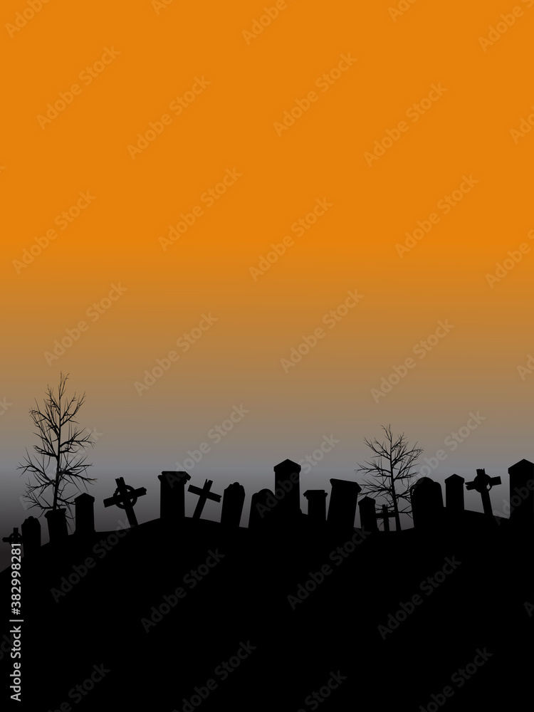 Graveyard cemetery black silhouette copy space page
