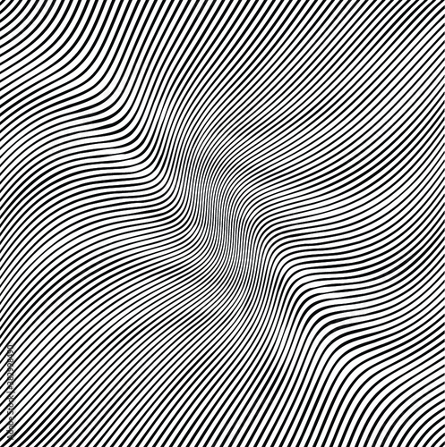 Abstract warped Diagonal Striped Background . Vector curved twisted slanting, waved lines texture 