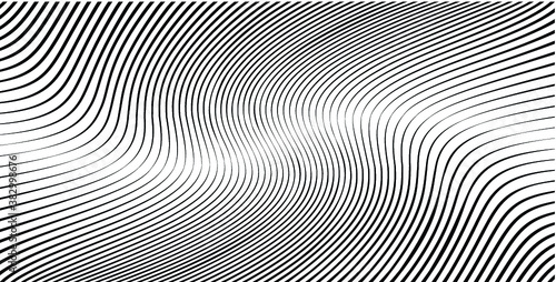 Abstract warped Diagonal Striped Background . Vector curved twisted slanting, waved lines texture
