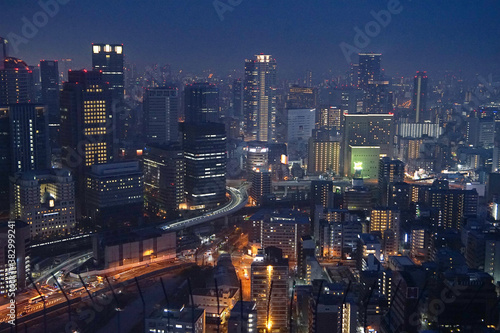 Night view of the city of Osaka, Japan