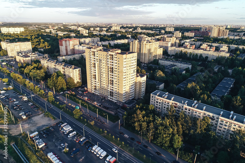 Aerial Townscape of Saint Petersburg City. Kalininsky District