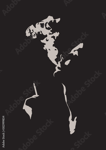 Lady with cigarette art. Ab...