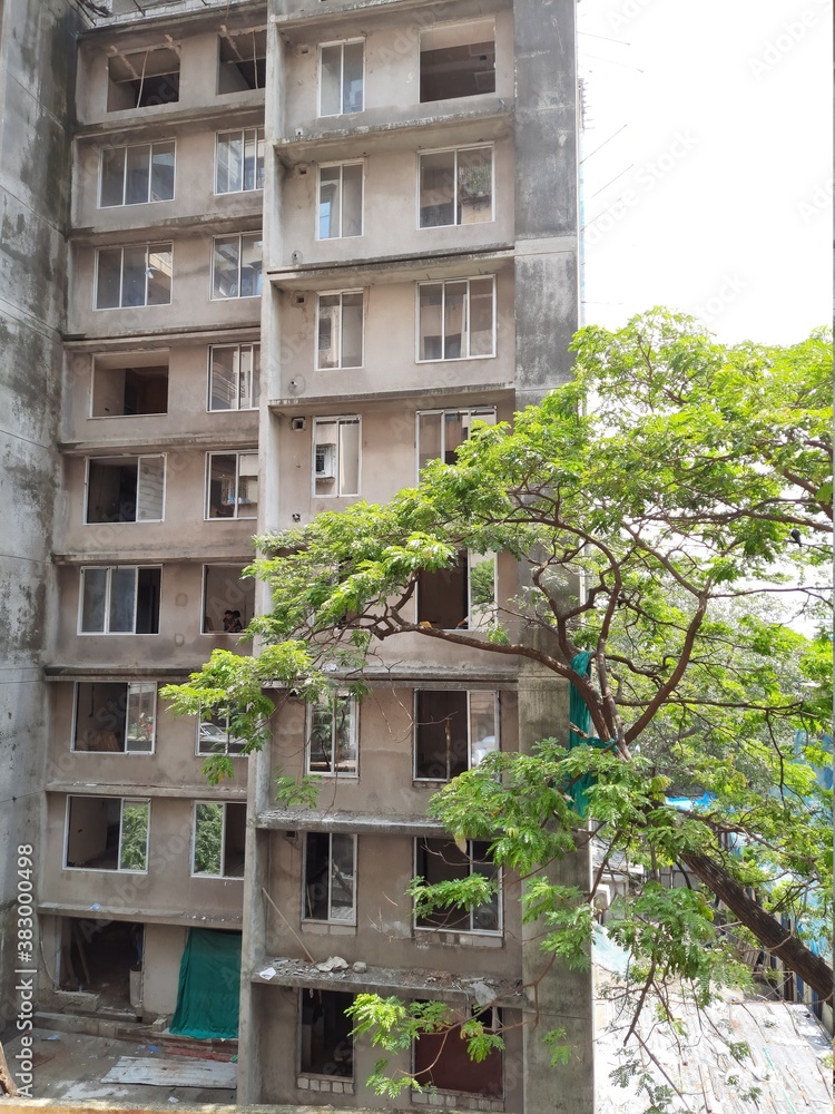 View of a work halted in an building under construction during lockdown caused by the Corona Pandemic in Mumbai View of a work halted in an building under construction during lockdown caused by the Corona Pandemic in Mumbai