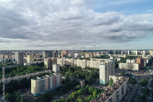 Aerial Townscape of Saint Petersburg City. Kalininsky District