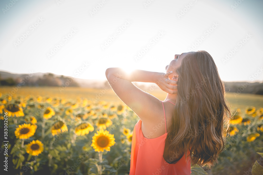 Girls in sunflower field Girls in sunflower field