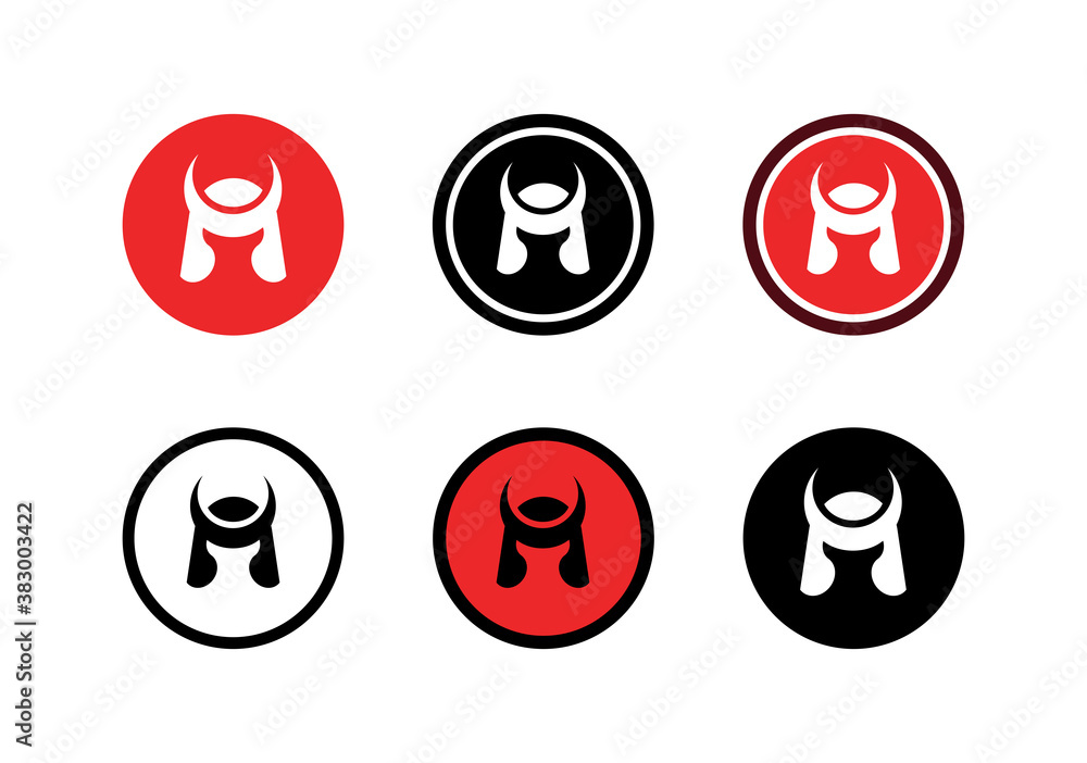 Samurai helmet logo collection, ronin icon set - Vector Samurai helmet logo collection, ronin icon set - Vector