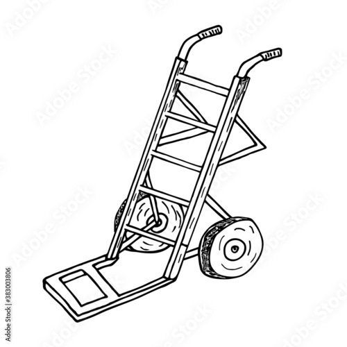 Pullet truck vector sketch. Hand drawn trolley illustration