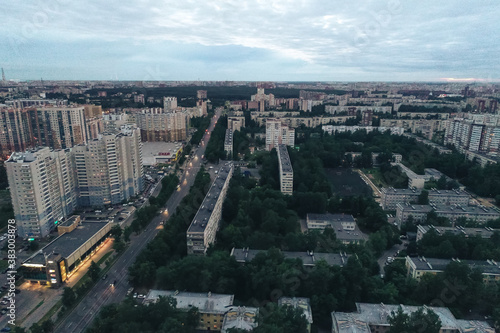 Aerial Townscape of Saint Petersburg City. Kalininsky District