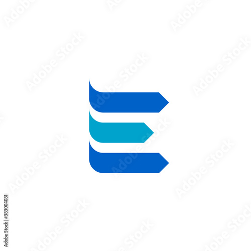 letter e logo from three dynamic arrows