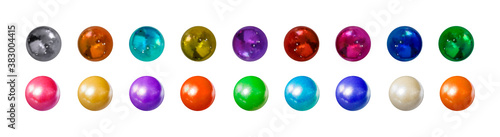 Vector Set of Different Colored Spheres, Colorful Illustration, Metallic and Plastic 3D Balls Isolated on White Background.