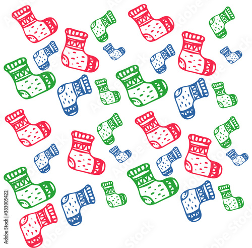 Christmas pattern with socks.Vector pattern with patterns. photo