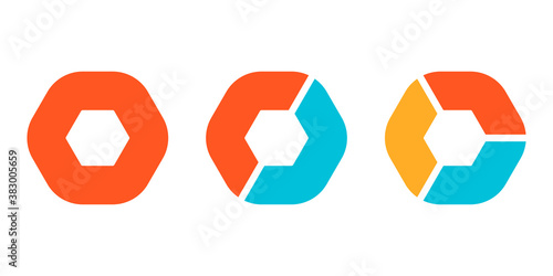 Pie chart set. Modern diagram graph with 1,2,3 steps or parts. Infographic template for business presentation. Vector illustration.