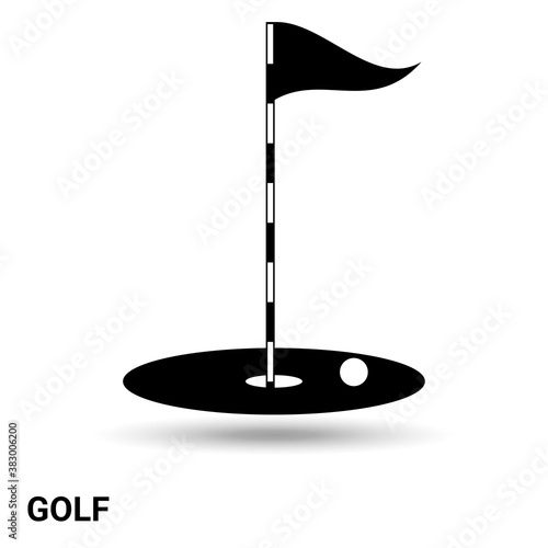 Golf hole and flag icon. Golf isolated on a light background. Vector illustration.