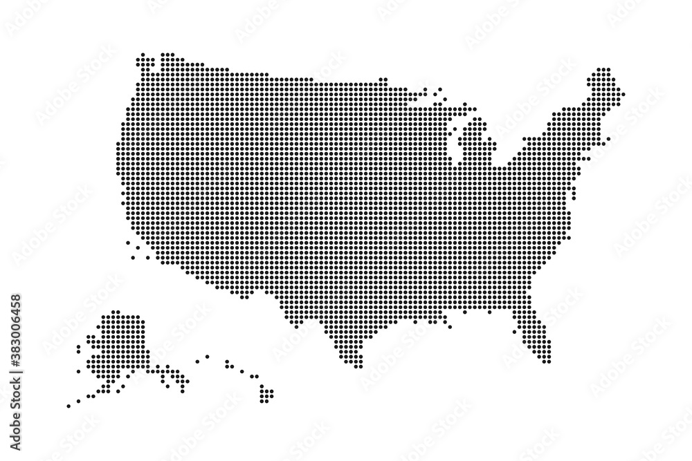 USA map made by dots and points. Dotty map of United State of America. Vector illustration.